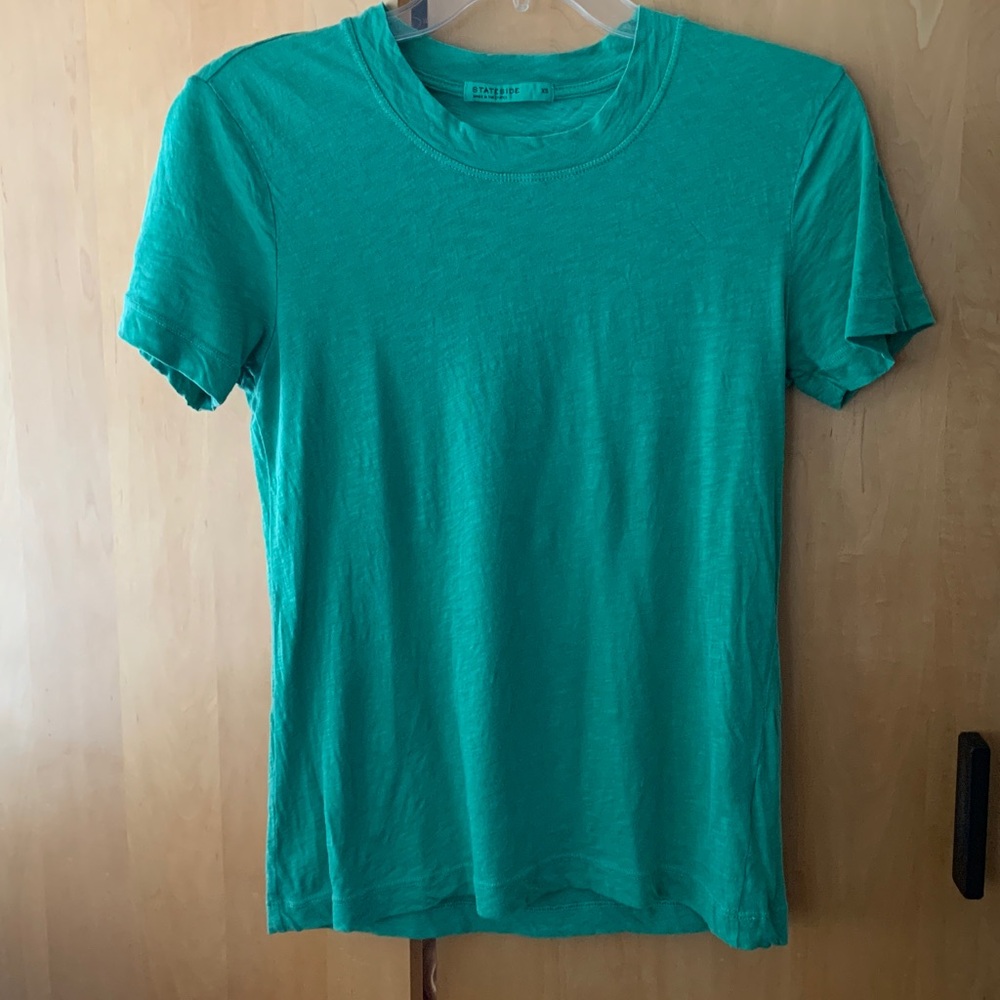 Stateside Anthropologie Short Sleeve Supima cotton Green Tee Top XS